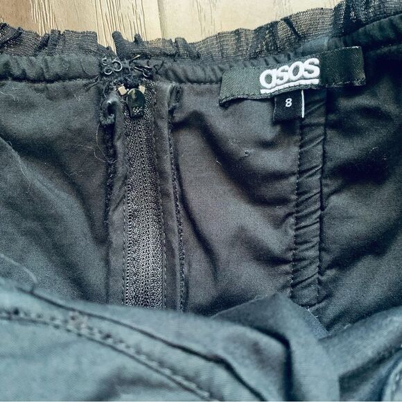 ASOS Vintage Black & Ivory Ruche Bodycon Strapless Cocktail/Wedding Guest Dress - Picture 6 of 10